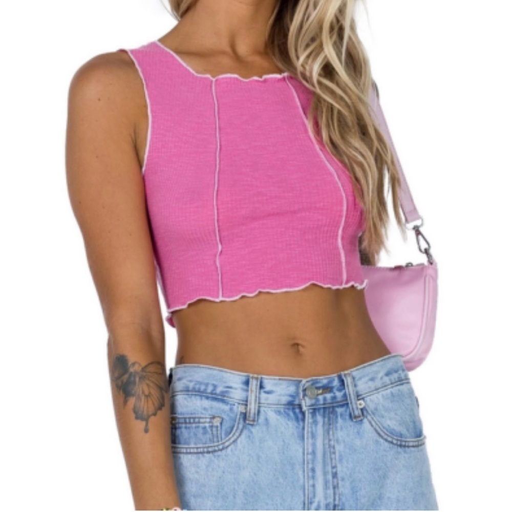 Princess Polly Vibrant Pink Ribbed Crop Top